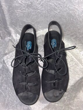 Wolky Vogue Lace-Up Cutout Sandals 39 8.5 Black Comfort Walking NIB